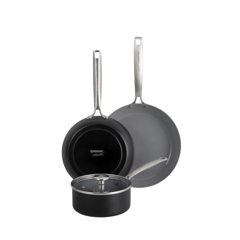 Cookware Set 4pcs - Fry Pan Ø 22 cm + Ø 26 cm + Sauce pan Ø 16 cm - Black With Grey