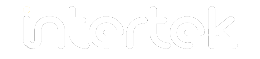 Wit Intertek-logo met gestileerde, ronde letters op transparante achtergrond.