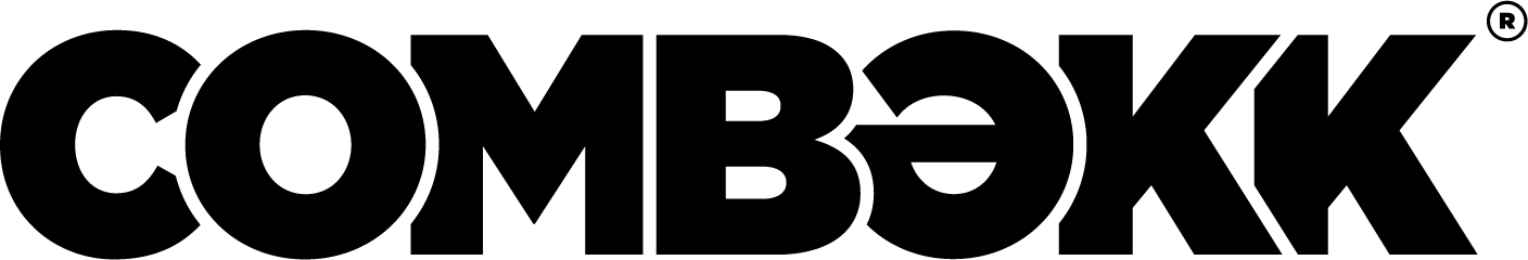 Zwart COMBEKK-logo met gestileerde letters en de slogan "Recycled Dutch Oven Company".