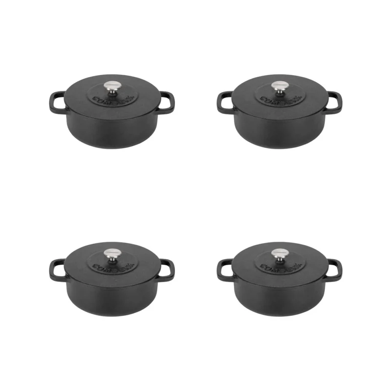 Mini Dutch Oven 12cm Set 4pcs Black